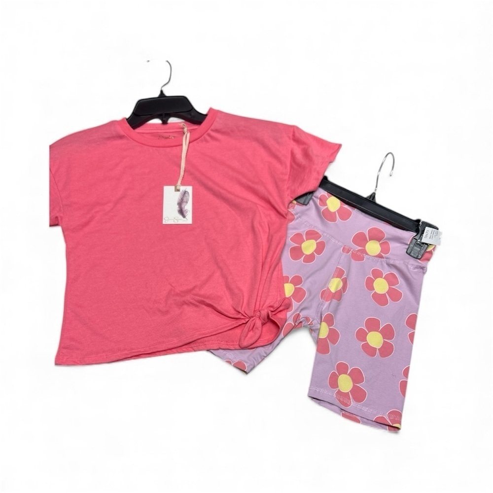 Jessica Simpson Pink and Lavender biker short set